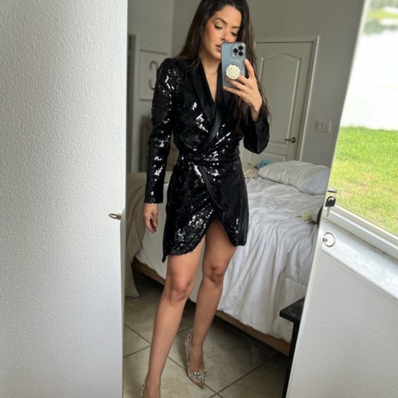 Zara Black Sequin Dress - Picture 5 of 16